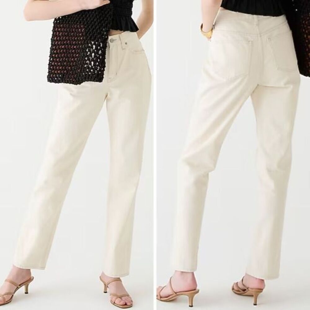 NEW J. Crew High-rise full-length '90s classic straight-fit‎ jean in ecru, 27
